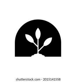 Greenhouse icon. Seedling. Black silhouette. Front view. Vector simple flat graphic illustration. The isolated object on a white background. Isolate.