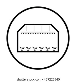 Greenhouse icon. Thin circle design. Vector illustration.