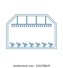 Icono de Greenhouse. Línea Delgada Con Diseño De Relleno Azul. Ilustración vectorial.