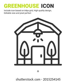 Greenhouse icon vector with outline style isolated on white background. Vector illustration conservatory sign symbol icon concept for digital farming, logo, industry, agriculture, apps and all project