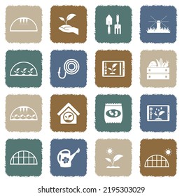 Greenhouse Icons. Grunge Color Flat Design. Vector Illustration.