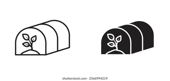 Greenhouse icons in outline and fill. vector illustration for ui.