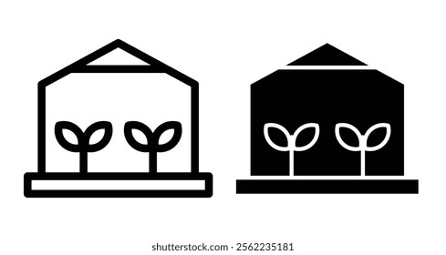 Greenhouse Icons pack in outlined and flat versions