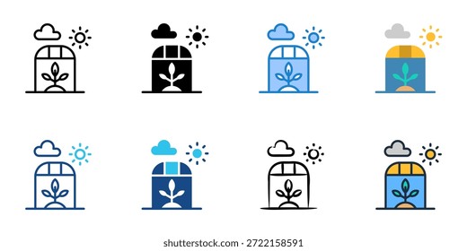 Los iconos de invernadero establecen una colección de estilo múltiple. Trazo editable 
