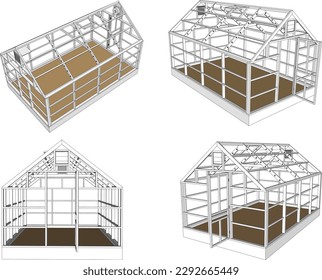 Greenhouse illustration vector sketch for plants