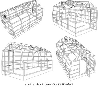 Greenhouse illustration vector sketch for plants