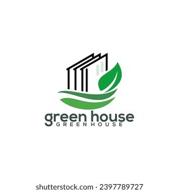 Vector de plantilla de logotipo ecológico de hoja de efecto invernadero