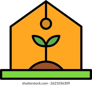 Greenhouse Line Filled Vector Icon Design