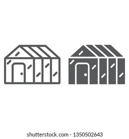 Greenhouse line and glyph icon, garden and farm, glasshouse sign, vector graphics, a linear pattern on a white background, eps 10.