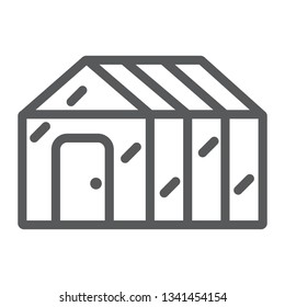 Greenhouse line icon, garden and farm, glasshouse sign, vector graphics, a linear pattern on a white background, eps 10.