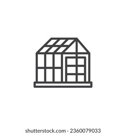 Greenhouse line icon. linear style sign for mobile concept and web design. Glass greenhouse outline vector icon. Symbol, logo illustration. Vector graphics