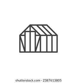 Greenhouse line icon. linear style sign for mobile concept and web design. Glasshouse outline vector icon. Symbol, logo illustration. Vector graphics svg
