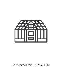 Greenhouse line icon. linear style sign for mobile concept and web design. Greenhouse structure with glass panels outline vector icon. Symbol, logo illustration. Vector graphics