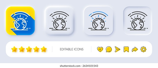 Greenhouse line icon. Neumorphic, Flat shadow, 3d buttons. Warming effect sign. Global warm symbol. Line greenhouse icon. Social media icons. Vector