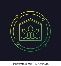 greenhouse line icon on dark