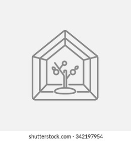 Greenhouse line icon for web, mobile and infographics. Vector dark grey icon isolated on light grey background. svg
