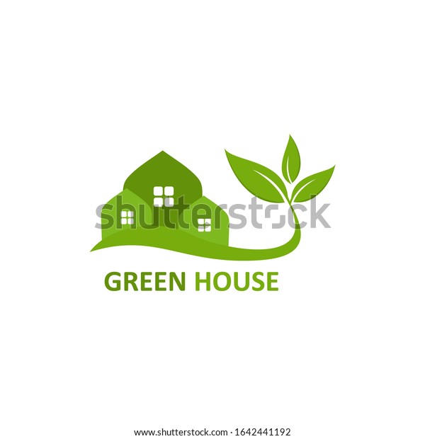 Greenhouse Logo Design Leaves Vector Template Stock Vector (royalty 