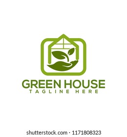 Greenhouse logo, Greenhouse icon, Green leaf logo