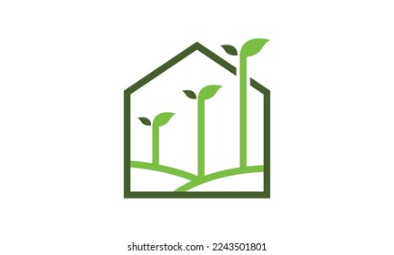 Greenhouse logo, Greenhouse icon, Green leaf logo