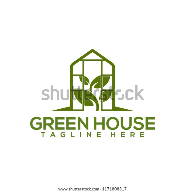 Greenhouse Logo Greenhouse Icon Green Leaf Stock Vector Royalty