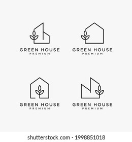 greenhouse logo set elegant line outline simple style