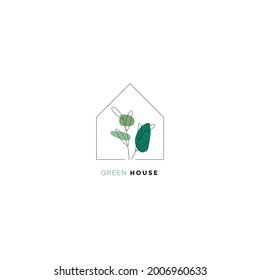 greenhouse logo showing the shape of plants and houses, can be used for company logos