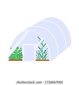
Greenhouse on a white background with greenery, vector illustration