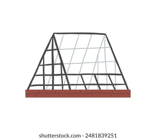 The greenhouse for plants is drawn by hand. Vector illustration in flat style.