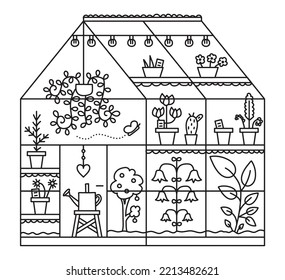 Greenhouse with plants vector illustration