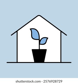 Greenhouse with seedlings inside vector icon. Graph symbol for agriculture, garden and plants web site and apps design, logo, app, UI