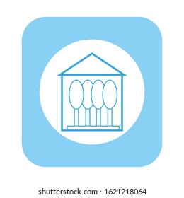 greenhouse shaped vector icon with trees