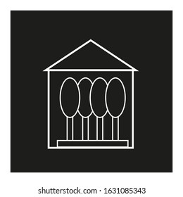 greenhouse shaped vector icon with trees