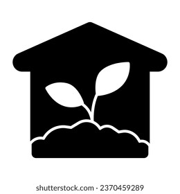 Greenhouse solid icon, farm garden concept, Hothouse building sign on white background, Greenhouse plant icon in glyph style for mobile concept and web design. Vector graphics