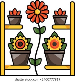concepto de estanterías y estanterías de apilamiento de invernadero, diseño de iconos vectores de transporte de plantas y almacenamiento, símbolo de arbustos y árboles, signo de plantas y flores, Landscaping y Garden Tools, ilustración