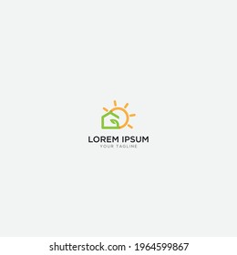 greenhouse and sun simple logo