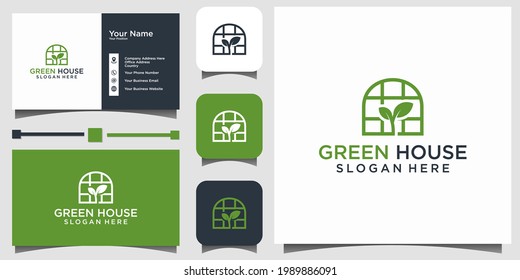 greenhouse template branding business card logo design vector illustration