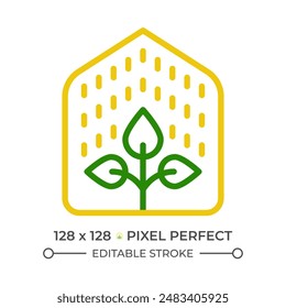 Greenhouse two color line icon. Plant nursery. Controlled environment. Agriculture technology. Horticulture bicolor outline symbol. Duotone linear pictogram. Isolated illustration. Editable stroke