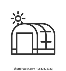 greenhouse under the sun, linear icon. Editable stroke