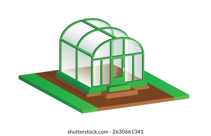 Greenhouse. Vector 3d illustration isolated on white background.