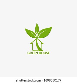 greenhouse vector design, home with leaf an tree, business real estae, icons, logo, design, vector stock