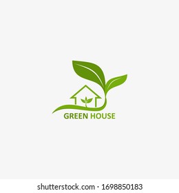 greenhouse vector design, home with leaf an tree, business real estae, icons, logo, design, vector stock