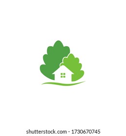 greenhouse vector design, home with tree and leaf, business real estate, icons, logo, design, vector illustration