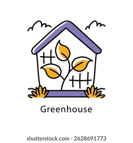 Greenhouse vector Filled Outline Style Icon. Eps 10 File