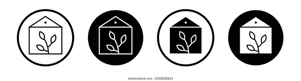 Greenhouse vector icon set black filled and outlined style.