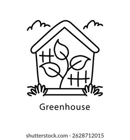 Greenhouse Vector Outline Style Icon. Eps 10 file