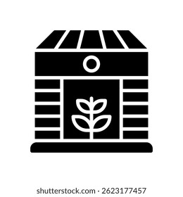 Greenhouse Vector for Plant Growth and Controlled Climate. Glass structure illustration. Agricultural innovation concept for fresh produce. Glyph Icon