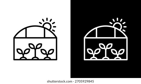 Diseño de conjunto de iconos blancos de invernadero