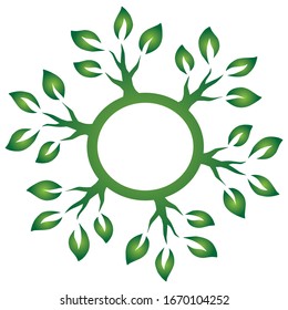 greening logo with green tree circles and leaves