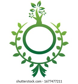 logo ecológico y salve la tierra con árboles y círculos de hojas