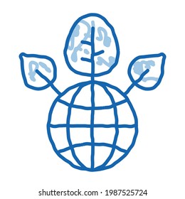 greening of planet sketch icon vector. Hand drawn blue doodle line art greening of planet sign. isolated symbol illustration